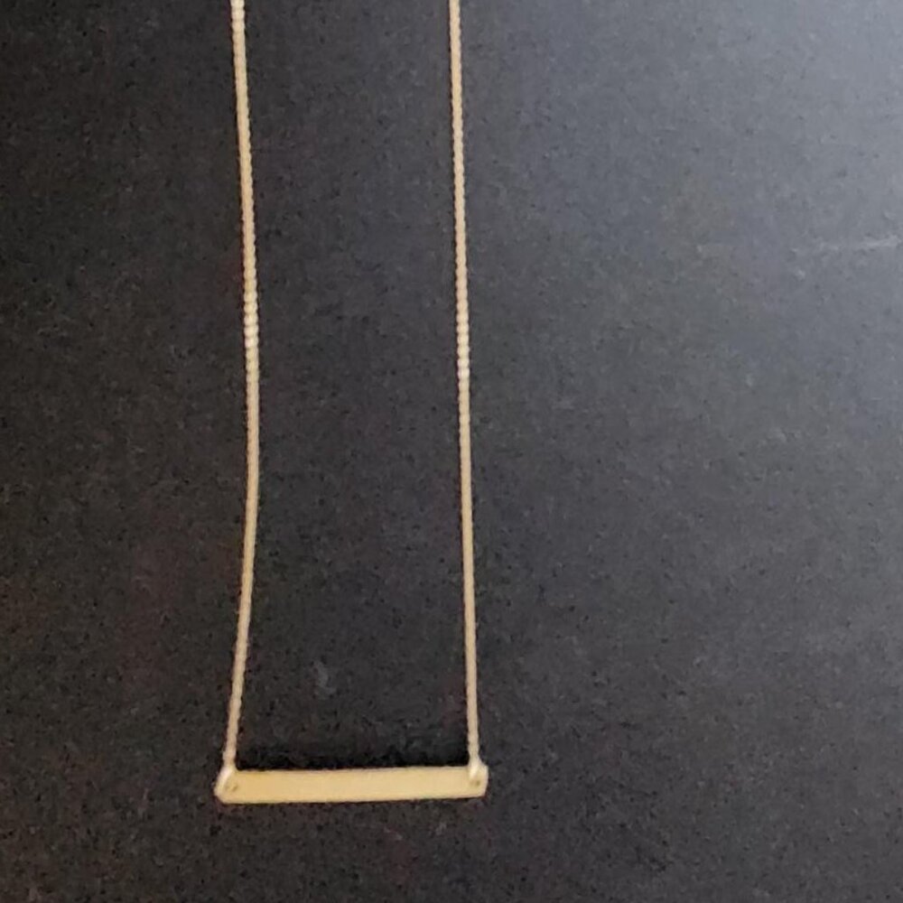 14K Solid Gold Necklace with Engravable Plate -16" - Picture 3 of 9